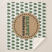 Moderne groene en witte kerstboom sherpa deken (Voorkant)