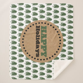 Moderne groene en witte kerstboom sherpa deken