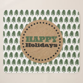 Moderne groene en witte kerstboom sherpa deken