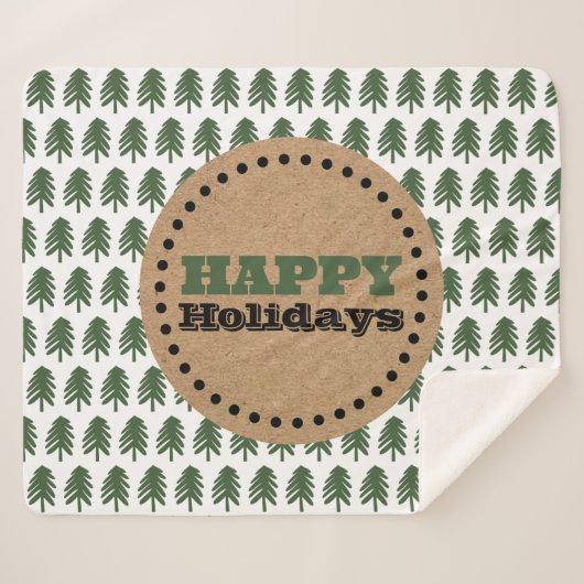 Moderne groene en witte kerstboom sherpa deken (Voorkant (horizontaal))