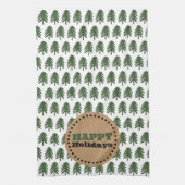 Moderne groene en witte kerstboom theedoek (Verticaal)