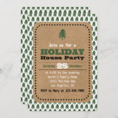 Moderne groene en witte kerstboom uitnodigingen (Voorkant / Achterkant)