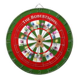 Moderne groene en witte kerstlichtjes Thema  Dartbord