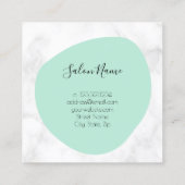 Moderne, groene en witte marmernagels vierkante visitekaartje (Achterkant)