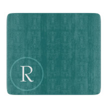 moderne groene en witte monogram snijplank