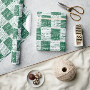 Moderne groene en witte Mudcloth Afrikaans geïnspi Cadeaupapier