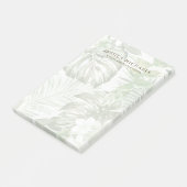 Moderne groene en witte palmbladeren post-it® notes (Schuin)