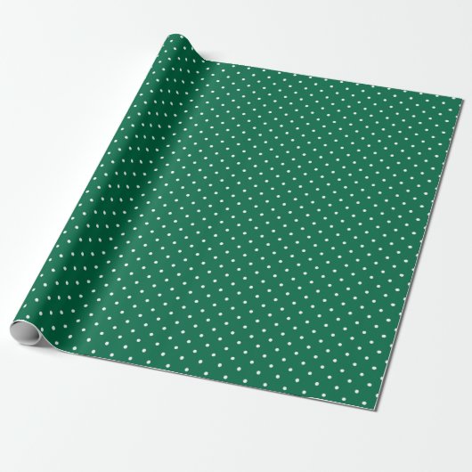 Moderne Groene en Witte Polka Gevlekte Kerstmis Cadeaupapier (Uitgerold)