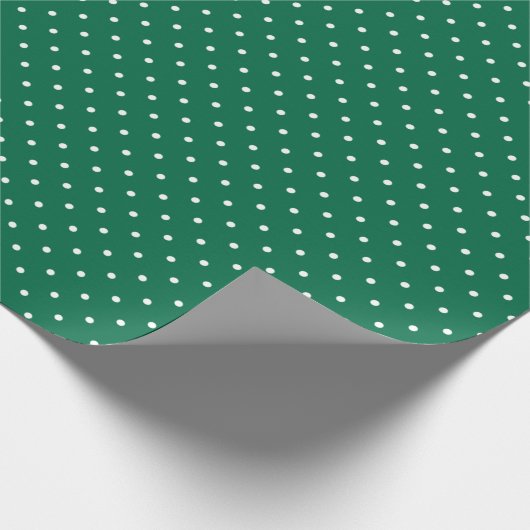 Moderne Groene en Witte Polka Gevlekte Kerstmis Cadeaupapier (Hoek)