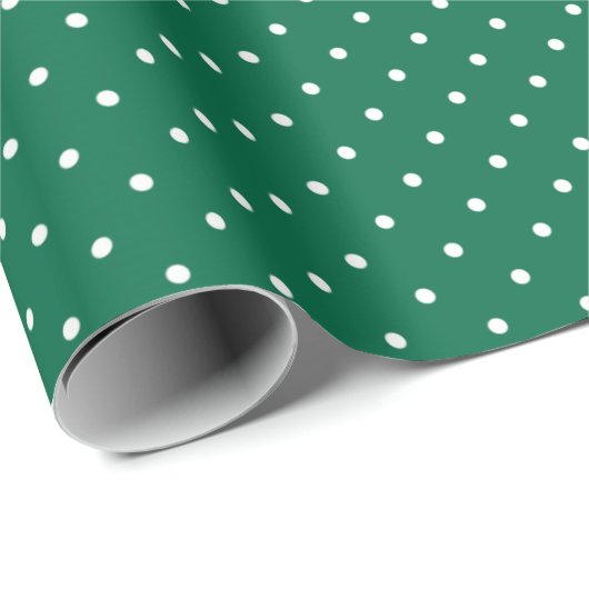 Moderne Groene en Witte Polka Gevlekte Kerstmis Cadeaupapier (Rol Hoek)