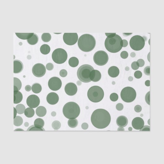 Moderne groene en witte polka-stip-bubbels feest tissuepapier (Voorkant)