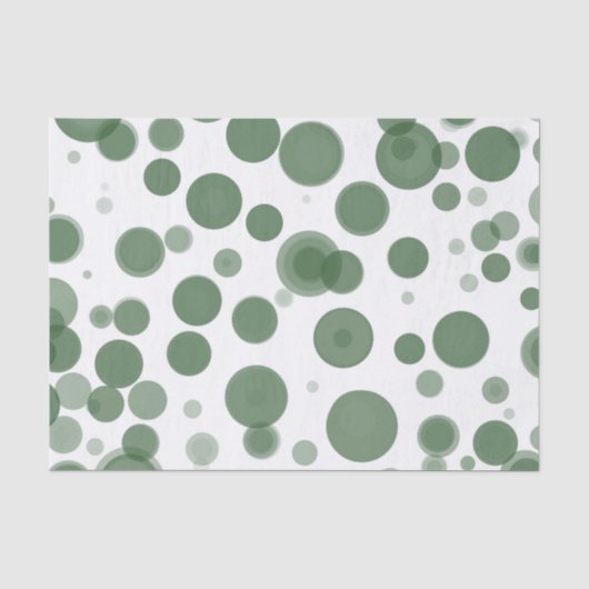 Moderne groene en witte polka stippen bubbels fees tissuepapier (Voorkant)