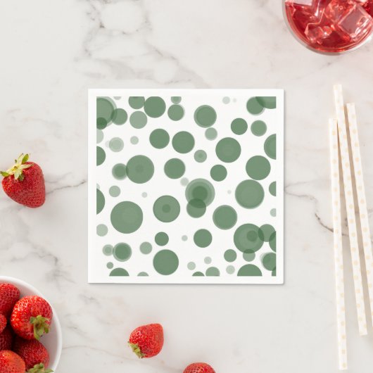 Moderne groene en witte polkadot bubbels feestje servet (Insitu)