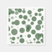 Moderne groene en witte polkadot bubbels feestje servet (Voorkant)
