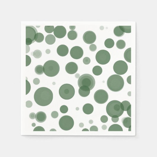 Moderne groene en witte polkadot bubbels feestje servet (Voorkant)