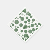Moderne groene en witte polkadot bubbels feestje servet (Hoek)