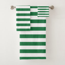 Moderne groene en witte streep bad handdoek
