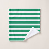 Moderne groene en witte strepen bad handdoek (Wasdoekje)
