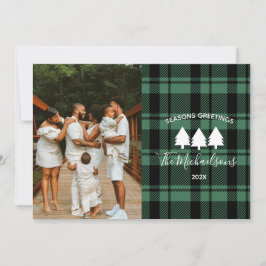 Moderne groene en zwarte foto feestdagenkaart