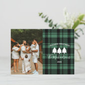 Moderne groene en zwarte foto feestdagenkaart (Staand voorkant)