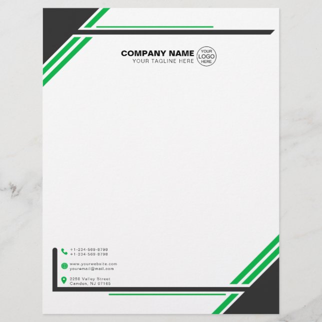 Moderne groene en zwarte geometrische briefhoofd (Voorkant)