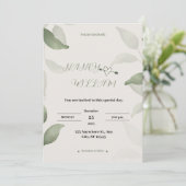 Moderne groene en zwarte huwelijksuitnodiging kaart (Staand voorkant)