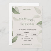 Moderne groene en zwarte huwelijksuitnodiging kaart (Voorkant / Achterkant)