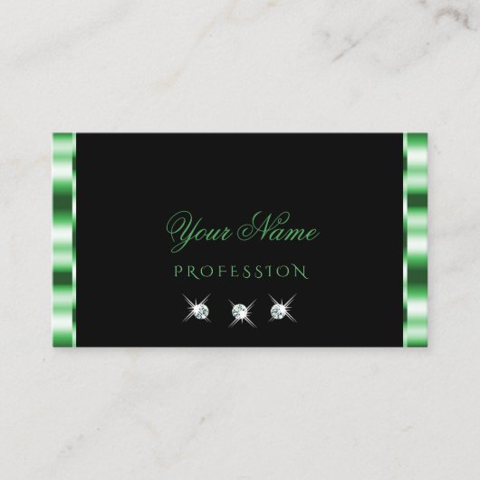 Moderne groene en zwarte mousserende diamanten sti visitekaartje (Voorkant)
