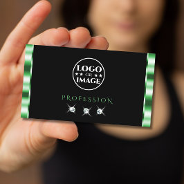 Moderne groene en zwarte mousserende diamanten voe visitekaartje