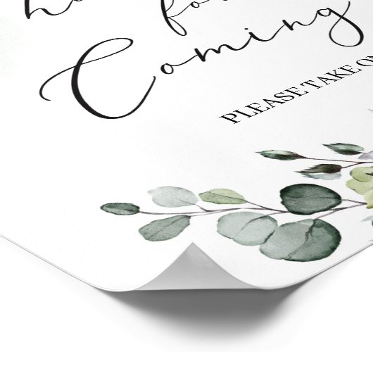 Moderne groene eucalyptus bedankt voor het aankome poster (Hoek)