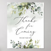 Moderne groene eucalyptus bedankt voor het aankome poster (Voorkant)