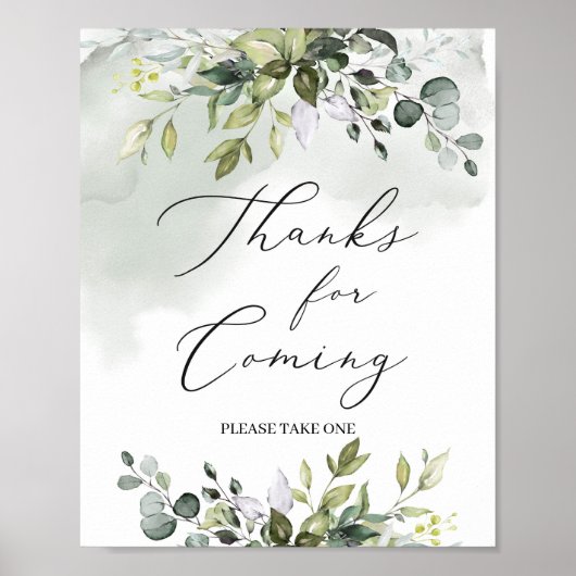 Moderne groene eucalyptus bedankt voor het aankome poster (Voorkant)