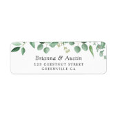 Moderne groene Eucalyptus Botanische adresaanduidi Etiket (Voorkant)