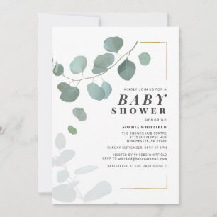 Moderne groene Eucalyptus Botanische Baby shower Kaart