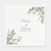 Moderne groene eucalyptus bruiloft servet (Voorkant)
