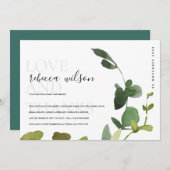 Moderne groene eucalyptus bruiloftsshower bedankkaart (Voorkant / Achterkant)