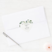 MODERNE GROENE EUCALYPTUS FOLIAGE WATERVERF WEDING HART STICKER (Envelop)