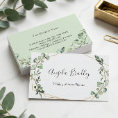 Moderne groene Eucalyptus Geometric Lijst Visitekaartje