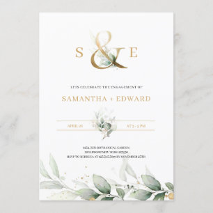 Moderne groene eucalyptus gold monogram kaart