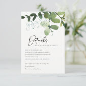 MODERNE GROENE EUCALYPTUS GROVE WEDDING - GEGEVENS INFORMATIEKAARTJE (Staand voorkant)