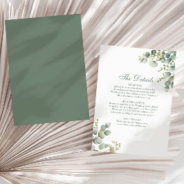 Moderne groene eucalyptus huwelijksdetailkaart kaart