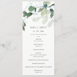 MODERNE GROENE EUCALYPTUS-LOOF WATERVERFPROGRAMMA MENU