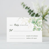 Moderne Groene Eucalyptus RSVP Kaart (Staand voorkant)