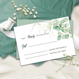 Moderne groene eucalyptus RSVP-kaart RSVP Kaartje