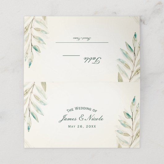 moderne groene eucalyptus springt rond plaatskaartje (Buitenkant ongevouwen)