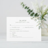 Moderne groene eucalyptus trouw-RSVP kaart (Staand voorkant)