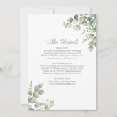 Moderne Groene Eucalyptus Trouwdetails Kaart (Voorkant)