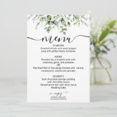 Moderne Groene Eucalyptus Trouwmenu Kaart (Staand voorkant)
