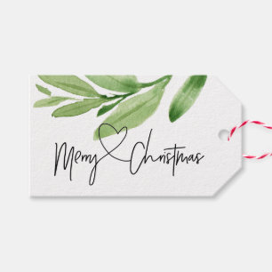 Moderne Groene Eucalyptus Vrolijke Kerstvakantie Cadeaulabel