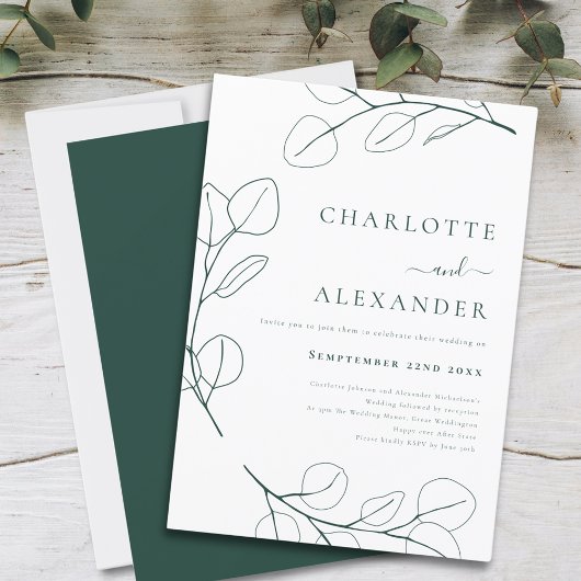 Moderne groene eucalyptusloof minimalistisch kaart